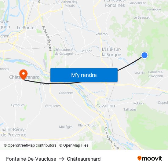 Fontaine-De-Vaucluse to Châteaurenard map