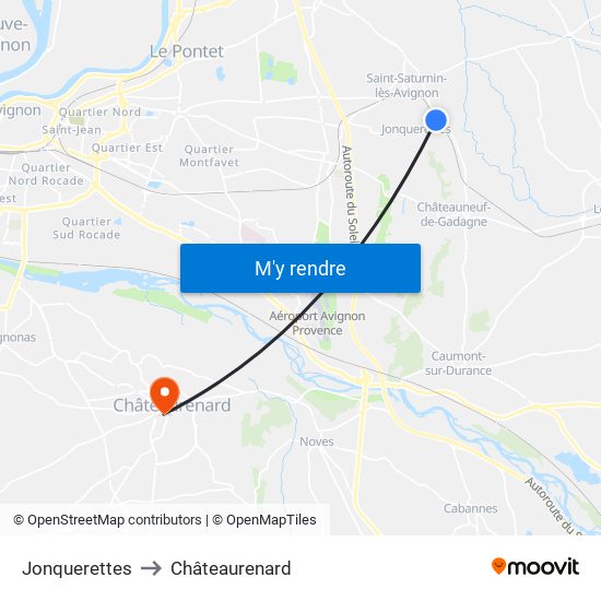 Jonquerettes to Châteaurenard map