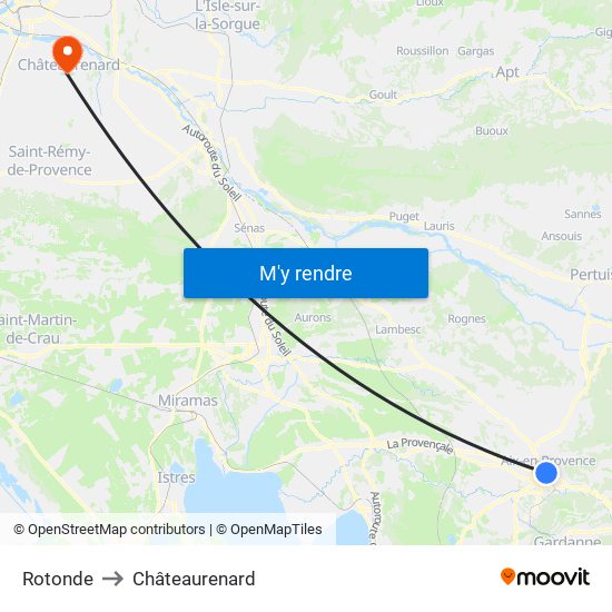 Rotonde to Châteaurenard map