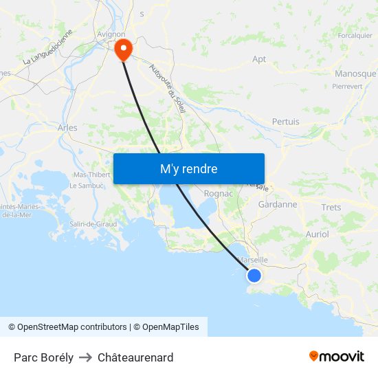Parc Borély to Châteaurenard map