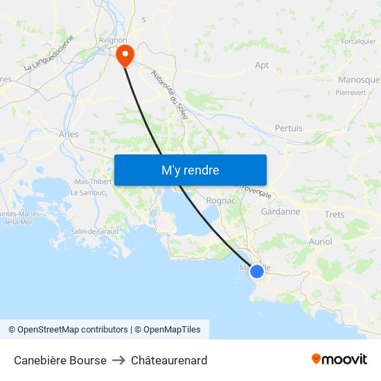 Canebière Bourse to Châteaurenard map