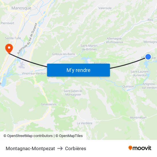 Montagnac-Montpezat to Corbières map