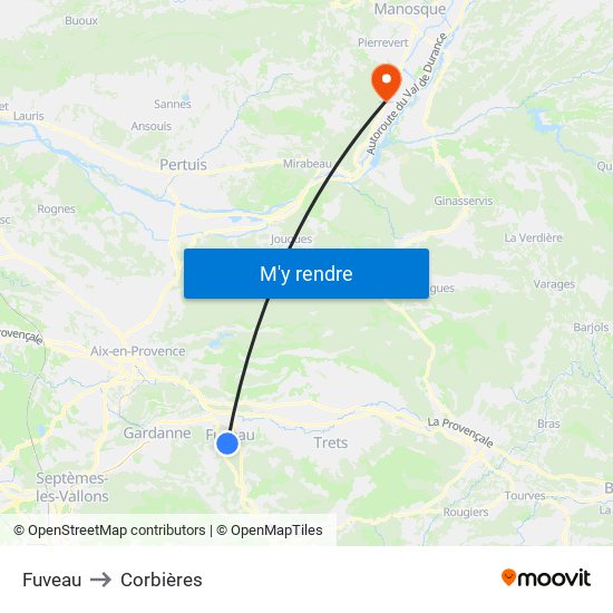 Fuveau to Corbières map