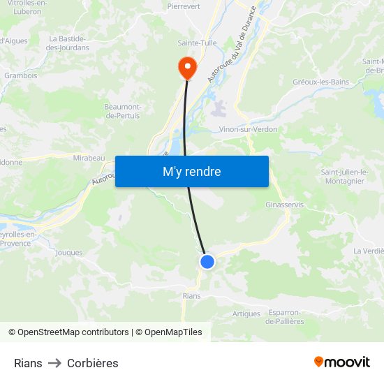 Rians to Corbières map