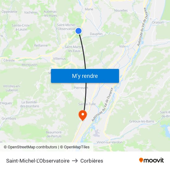 Saint-Michel-L'Observatoire to Corbières map