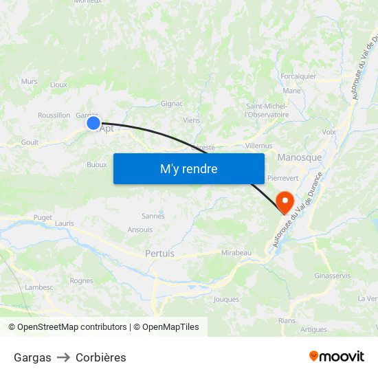 Gargas to Corbières map