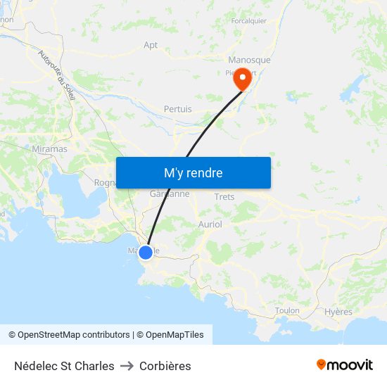 Nédelec St Charles to Corbières map
