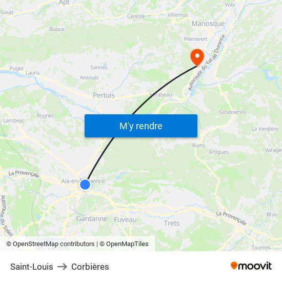Saint-Louis to Corbières map