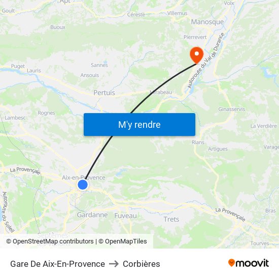 Gare De Aix-En-Provence to Corbières map