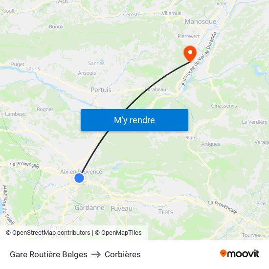 Gare Routière Belges to Corbières map