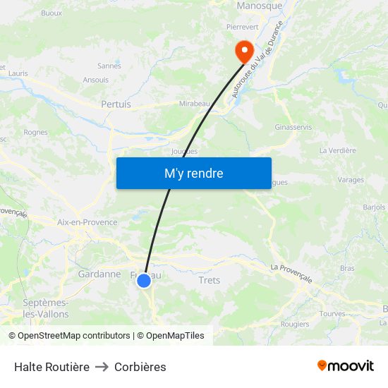 Halte Routière to Corbières map