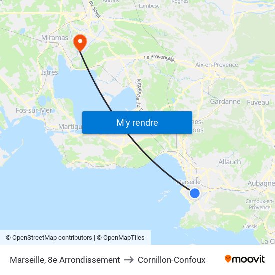 Marseille, 8e Arrondissement to Cornillon-Confoux map