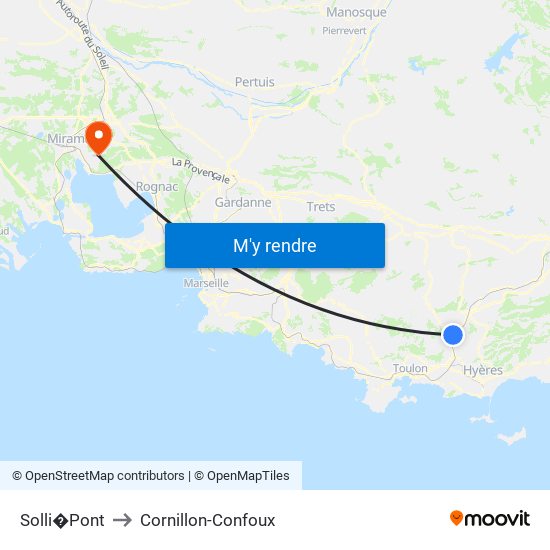 Solli�Pont to Cornillon-Confoux map