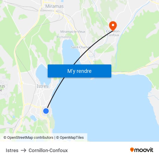Istres to Cornillon-Confoux map