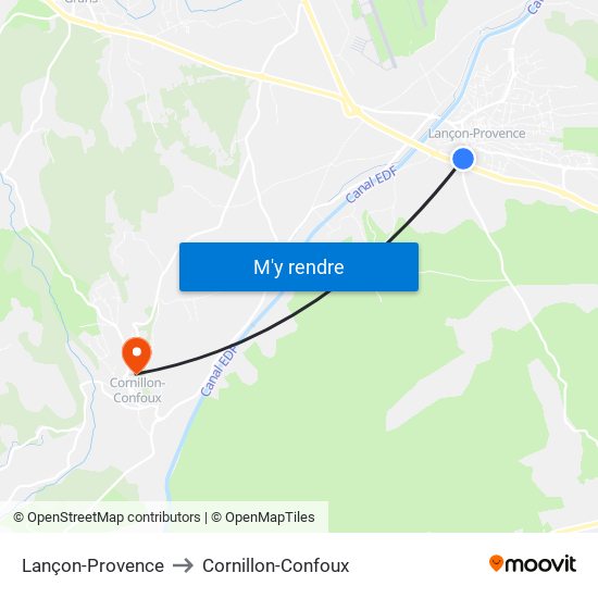 Lançon-Provence to Cornillon-Confoux map