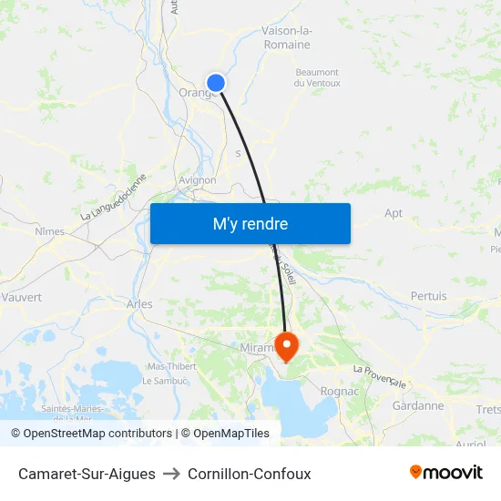 Camaret-Sur-Aigues to Cornillon-Confoux map