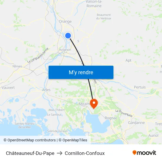 Châteauneuf-Du-Pape to Cornillon-Confoux map