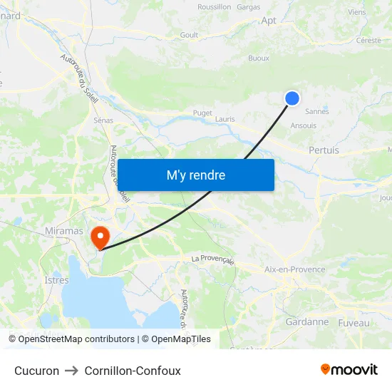 Cucuron to Cornillon-Confoux map