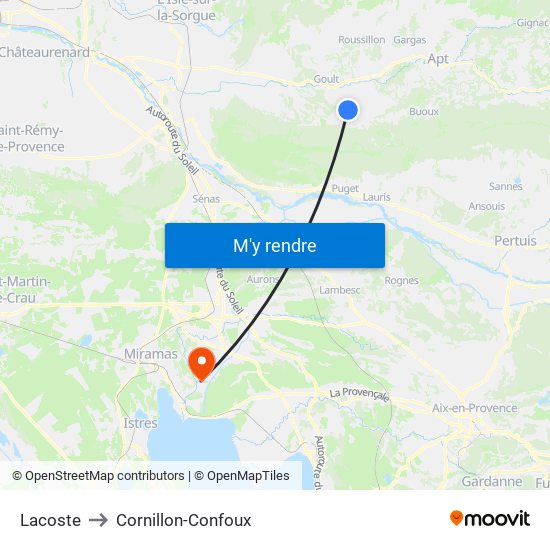 Lacoste to Cornillon-Confoux map