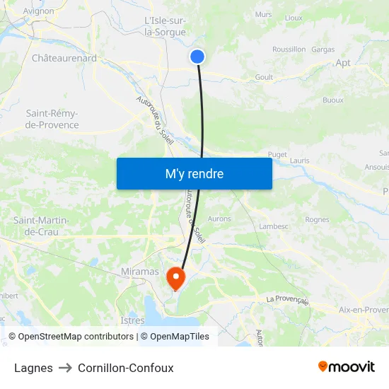 Lagnes to Cornillon-Confoux map
