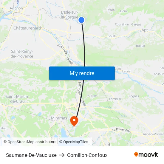 Saumane-De-Vaucluse to Cornillon-Confoux map