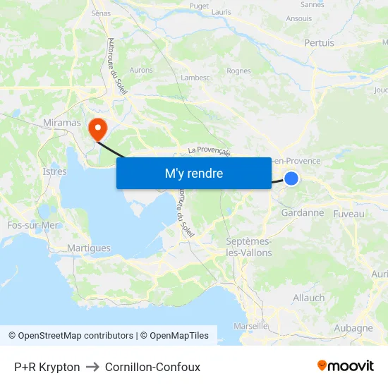 P+R Krypton to Cornillon-Confoux map