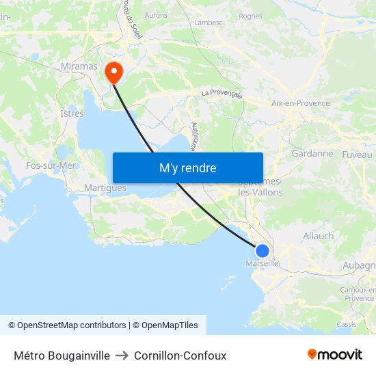 Métro Bougainville to Cornillon-Confoux map