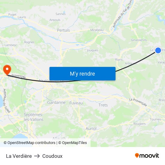 La Verdière to Coudoux map