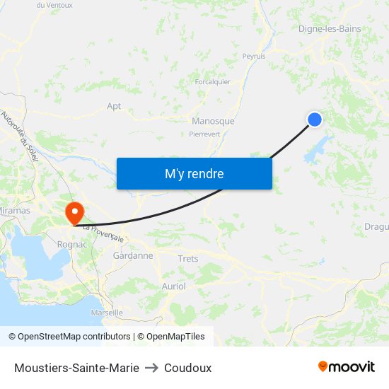 Moustiers-Sainte-Marie to Coudoux map