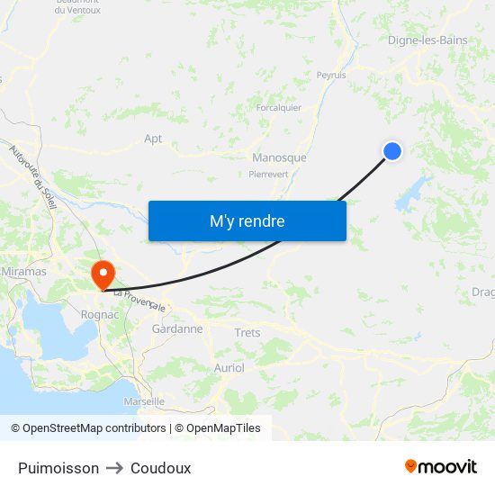 Puimoisson to Coudoux map