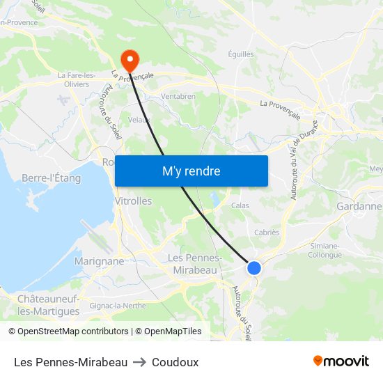 Les Pennes-Mirabeau to Coudoux map
