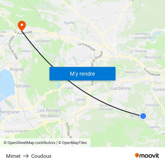 Mimet to Coudoux map
