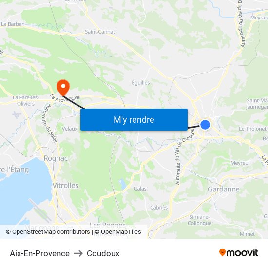 Aix-En-Provence to Coudoux map