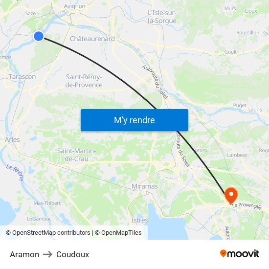 Aramon to Coudoux map