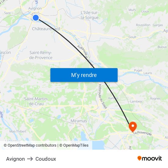 Avignon to Coudoux map