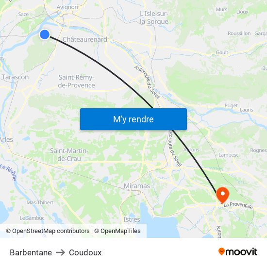 Barbentane to Coudoux map