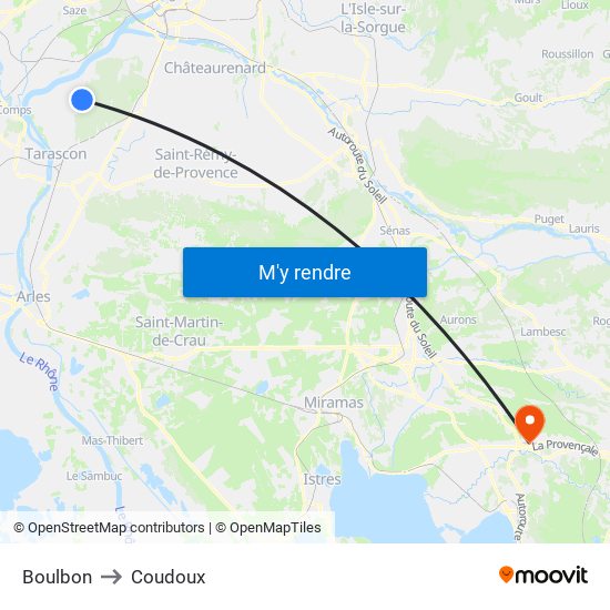 Boulbon to Coudoux map