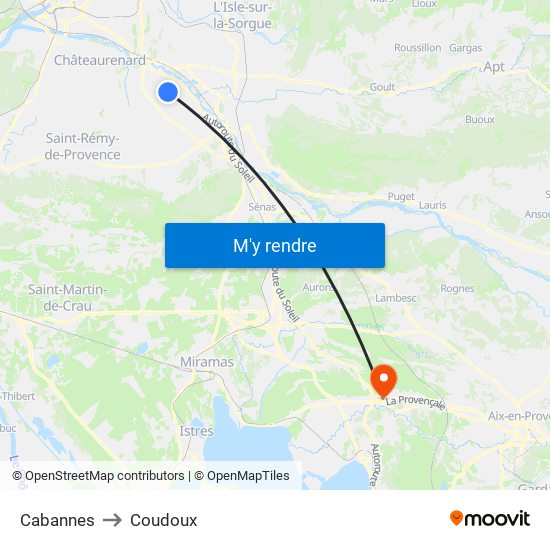 Cabannes to Coudoux map