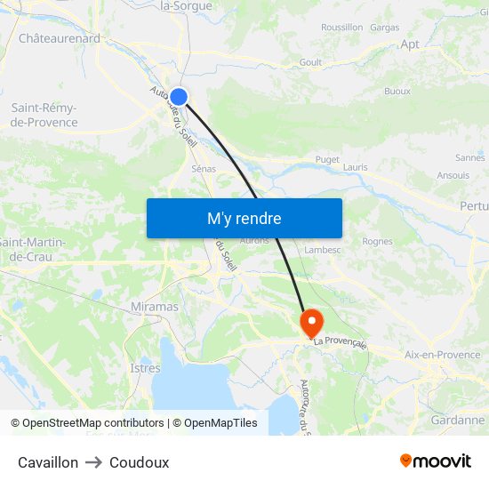 Cavaillon to Coudoux map