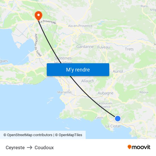 Ceyreste to Coudoux map