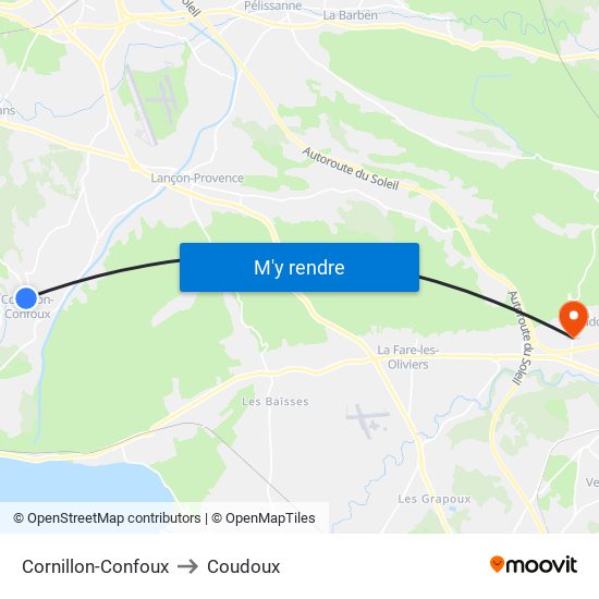 Cornillon-Confoux to Coudoux map