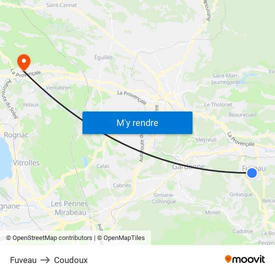 Fuveau to Coudoux map
