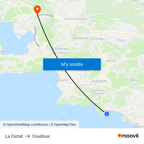 La Ciotat to Coudoux map