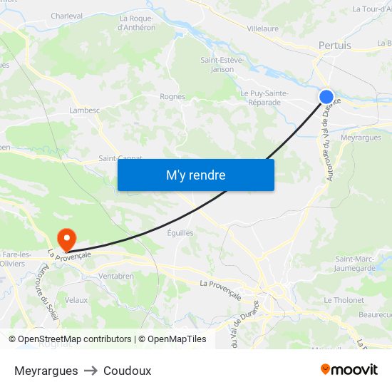 Meyrargues to Coudoux map