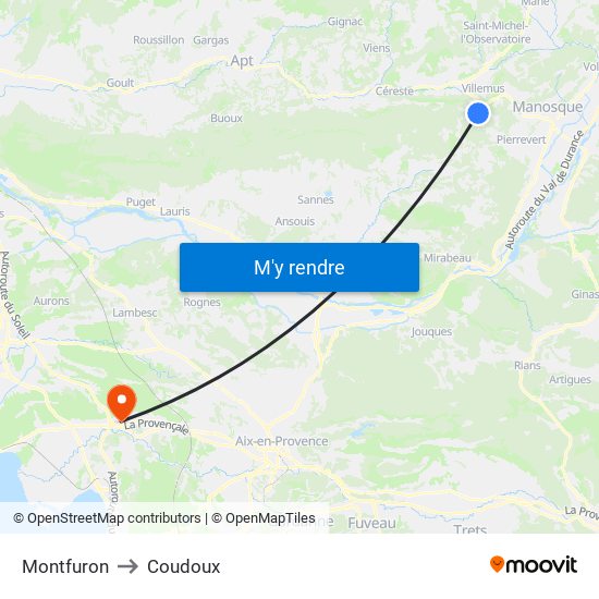 Montfuron to Coudoux map