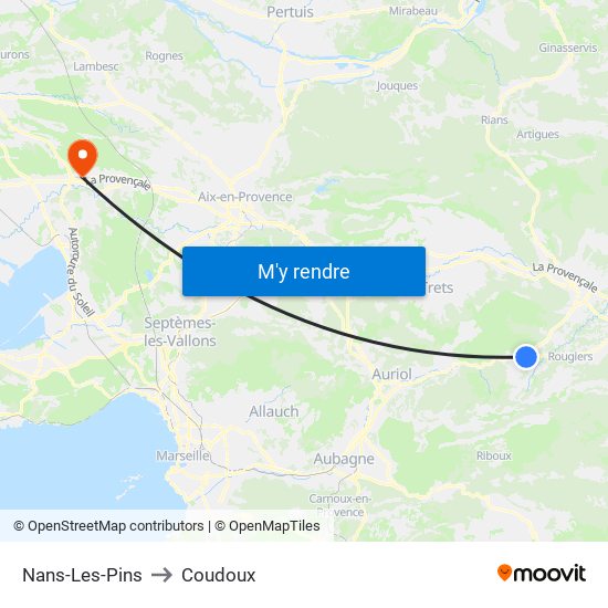 Nans-Les-Pins to Coudoux map