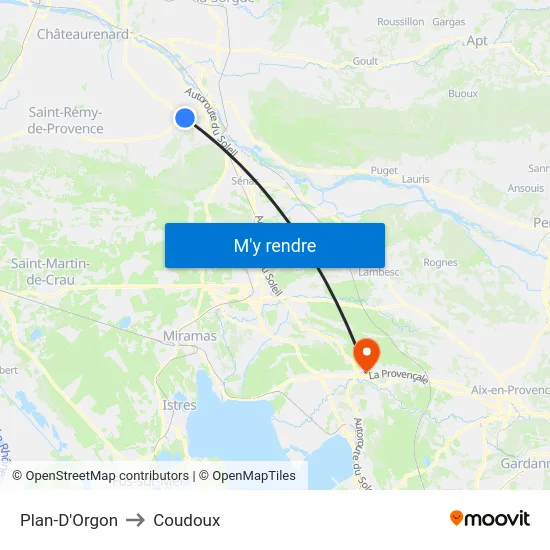 Plan-D'Orgon to Coudoux map