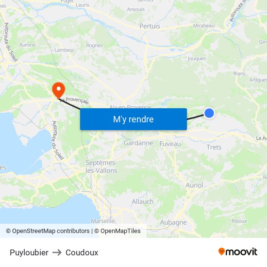 Puyloubier to Coudoux map