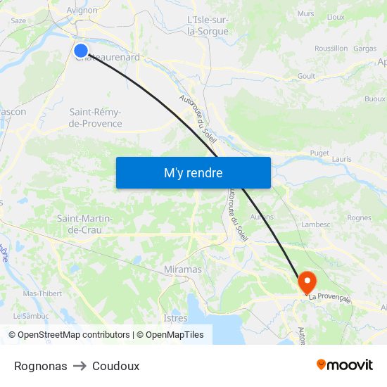 Rognonas to Coudoux map