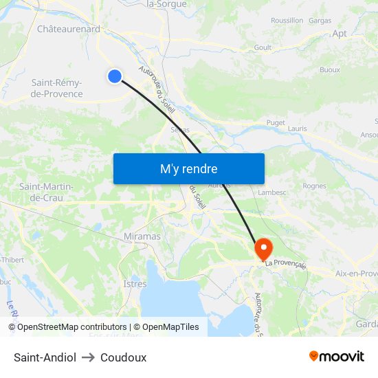 Saint-Andiol to Coudoux map